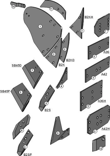 Explosionszeichnung Lemken Pflugkörper Typ B35